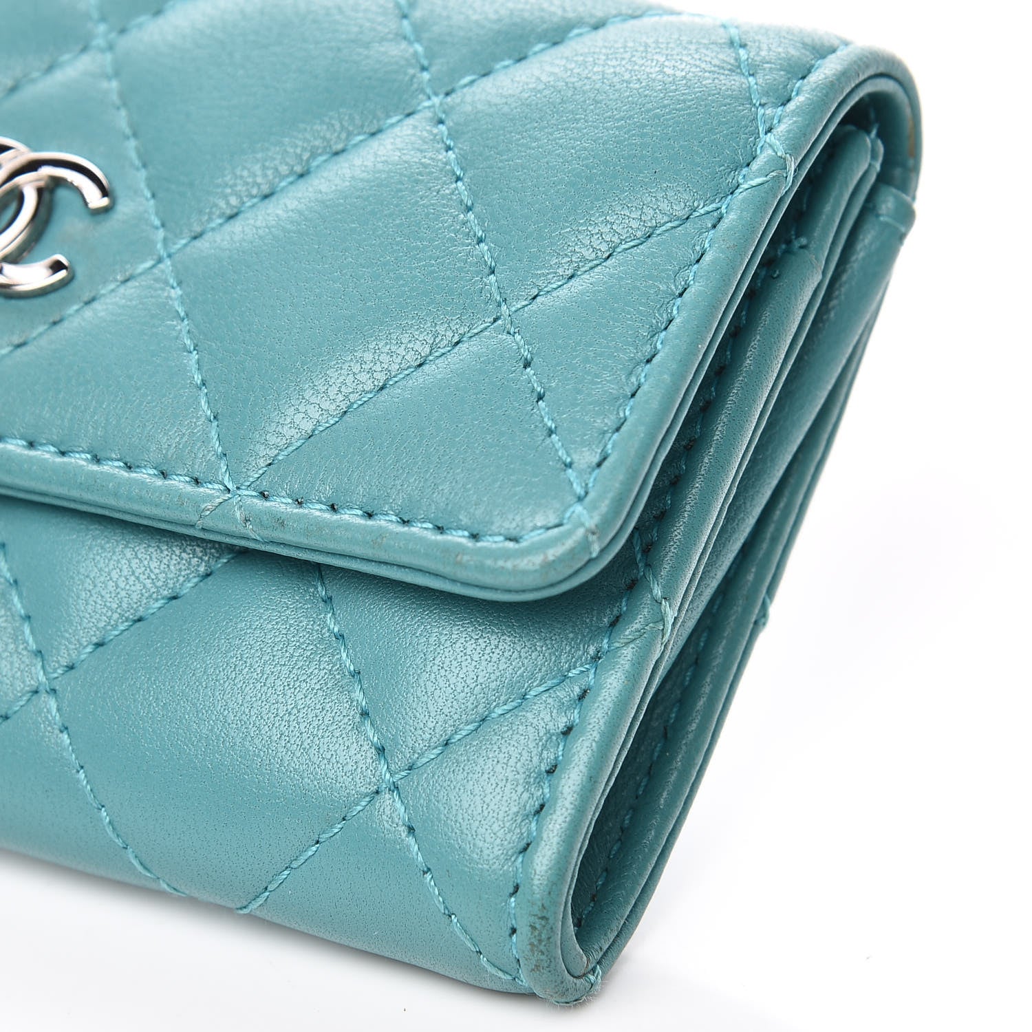 Chanel Lambskin Quilted Card Holder Turquoise 9 of 10