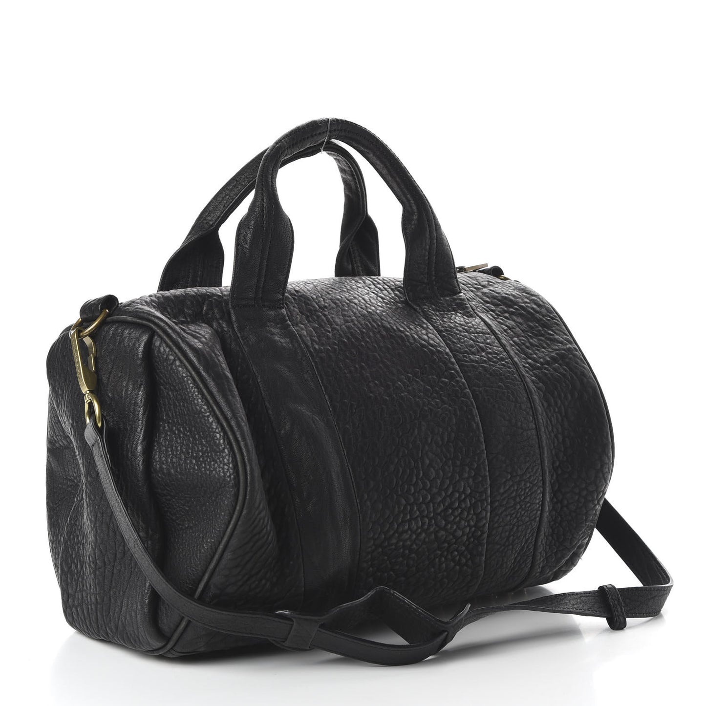 Pebbled Lambskin Rocco Black Antique Brass Hardware