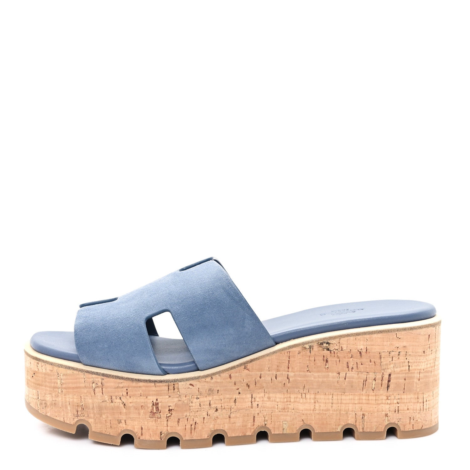 Hermes Suede Goatskin Cork Eze 30 Sandals  40 Bleu Grignon 1 of 10