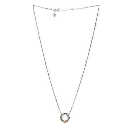 David Yurman Sterling Silver 18K Yellow Gold 14.5mm Crossover Pendant Necklace 3 of 4