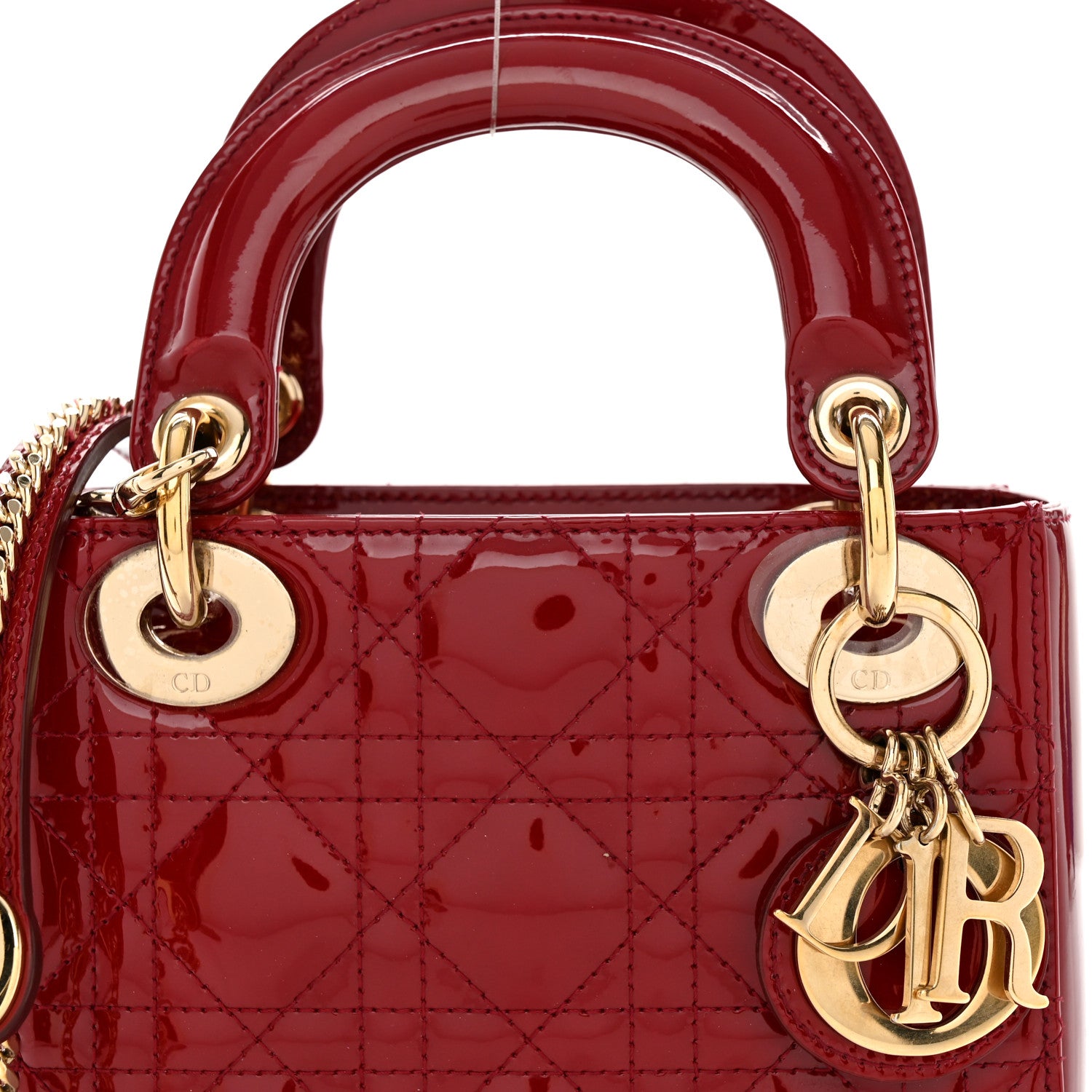 Christian Dior Patent Cannage Mini Lady Dior Red 8 of 11