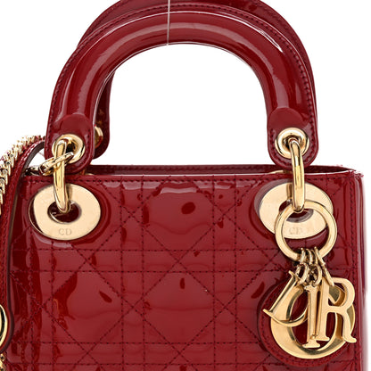Christian Dior Patent Cannage Mini Lady Dior Red 8 of 11