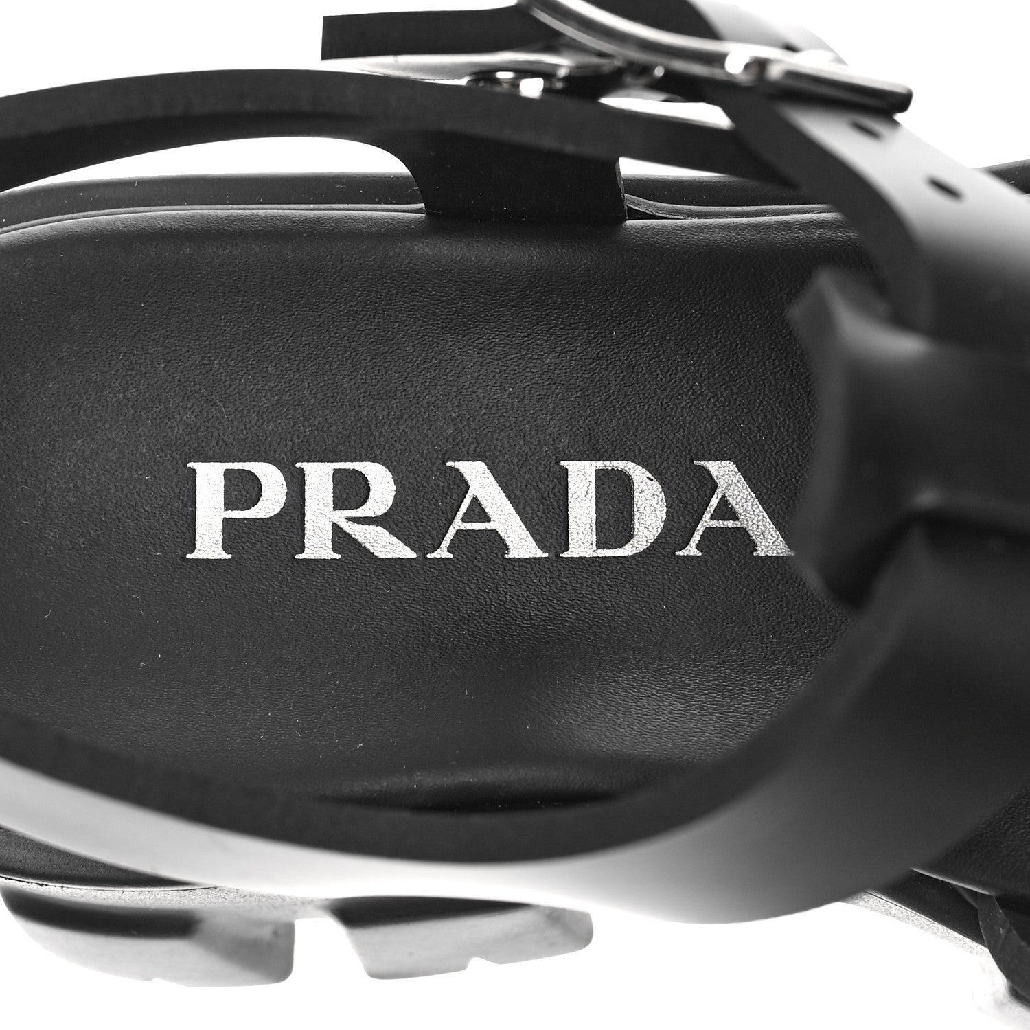 Prada Foam Rubber Triangle Logo Monolith 55mm Cage Sandals 36 Black 8 of 10