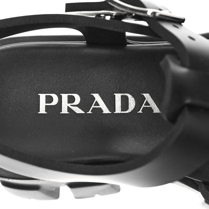 Prada Foam Rubber Triangle Logo Monolith 55mm Cage Sandals 36 Black 8 of 10