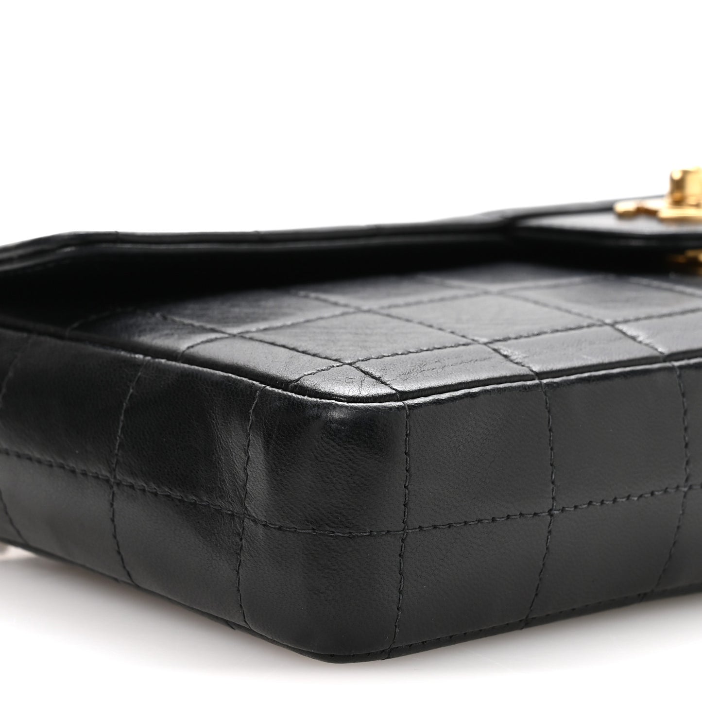 Lambskin East West Chocolate Bar Flap Black