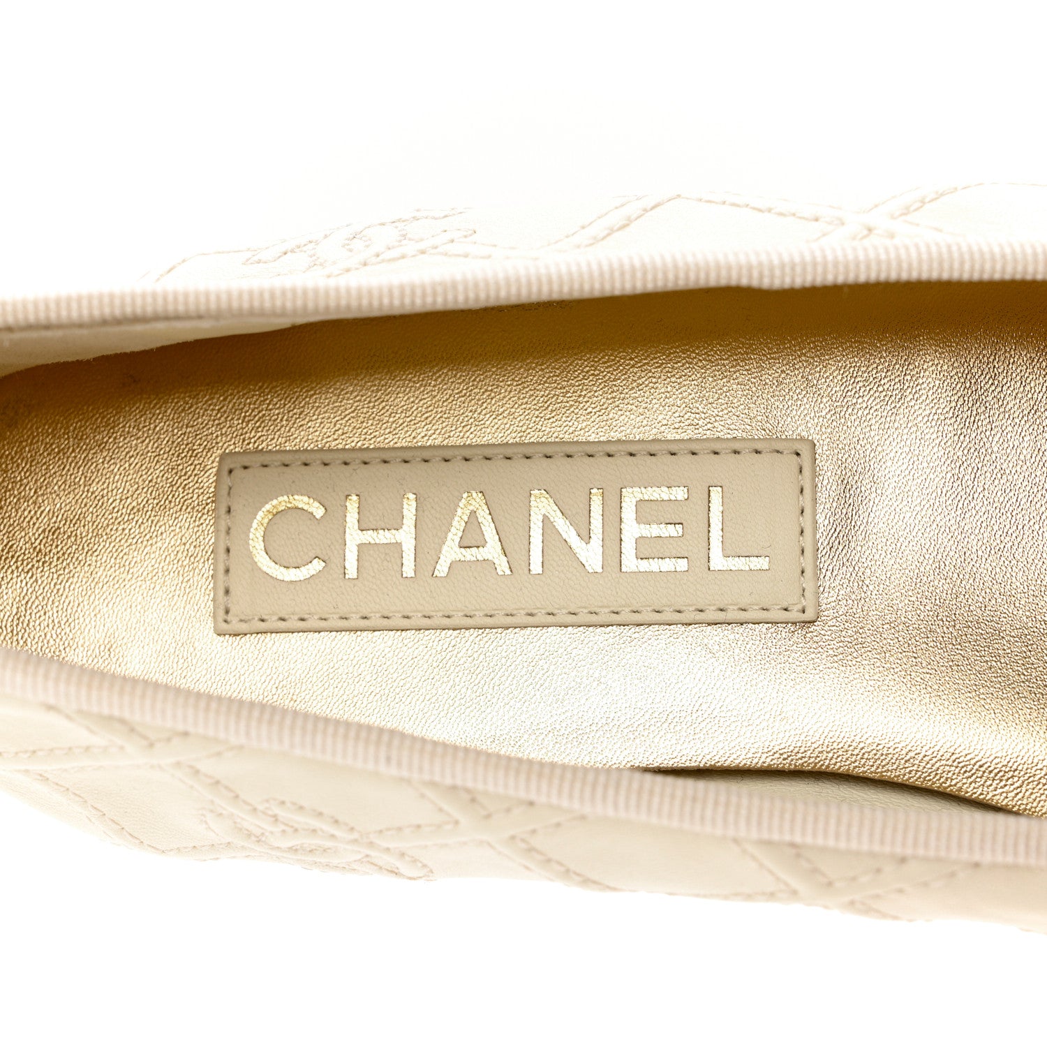 Chanel Lambskin Patent Double Stitched CC Cap Toe Ballerina Flats 39 Ivory Black 7 of 9