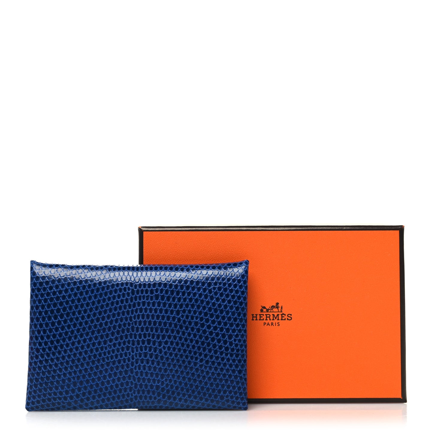 Lizard Calvi Card Case Bleu Saphir
