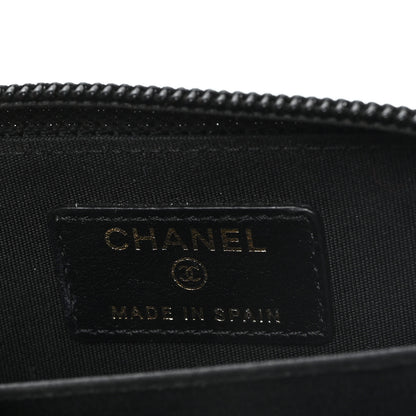 Chanel Caviar Quilted Boy Zip Around Coin Purse Wallet Black 6 of 8