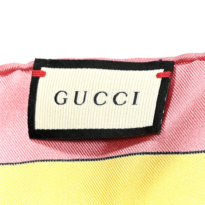 Gucci Silk Feline Garden Print Square Scarf Pink Multicolor 3 of 4