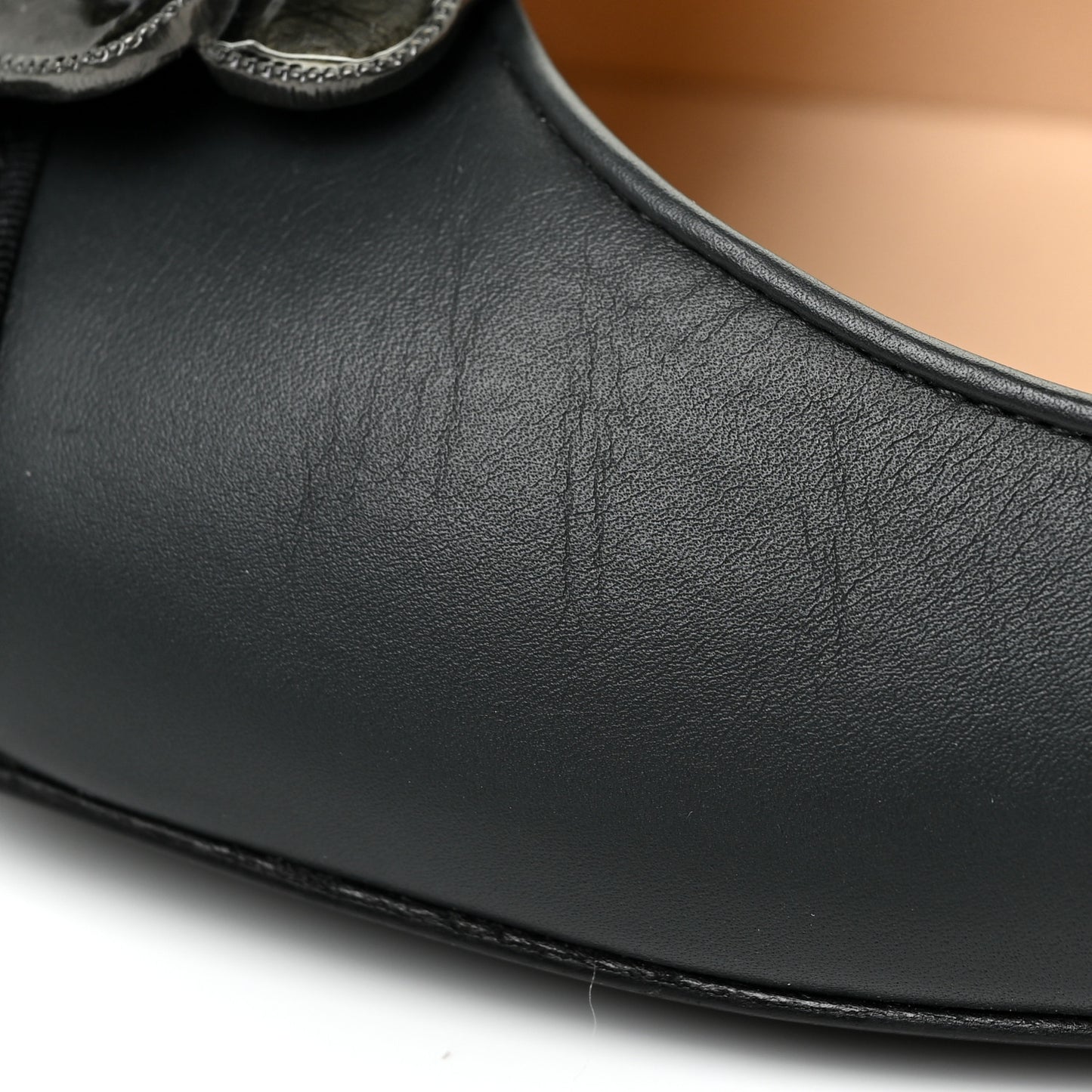 Lambskin Grosgrain Camellia Ballerina Flats 37 Black