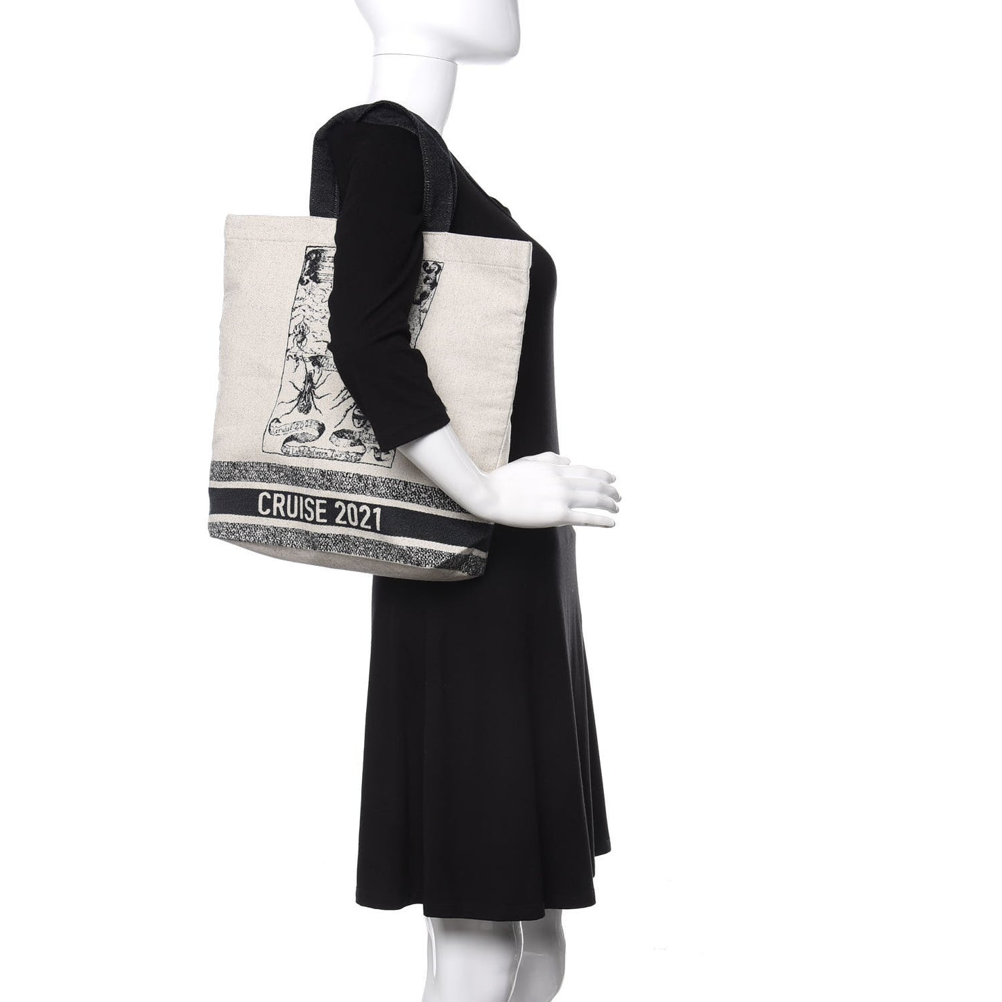 Canvas Print Cruise Tote Ivory Black