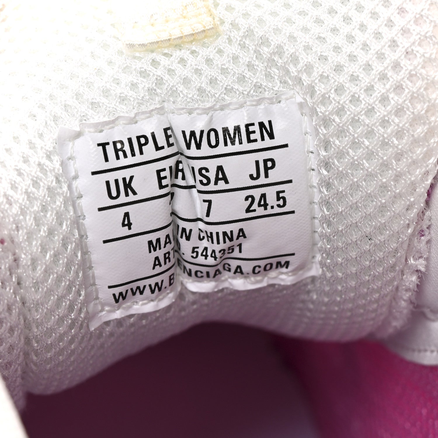 Balenciaga Fabric Mesh Clear Sole Womens Triple S Sneakers 37 White Pink 8 of 10