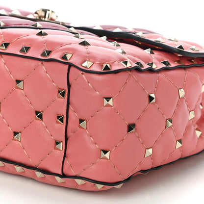 Valentino Garavani Nappa Quilted Heart Medium Rockstud Spike Shoulder Bag Paradise Rose Red 8 of 8
