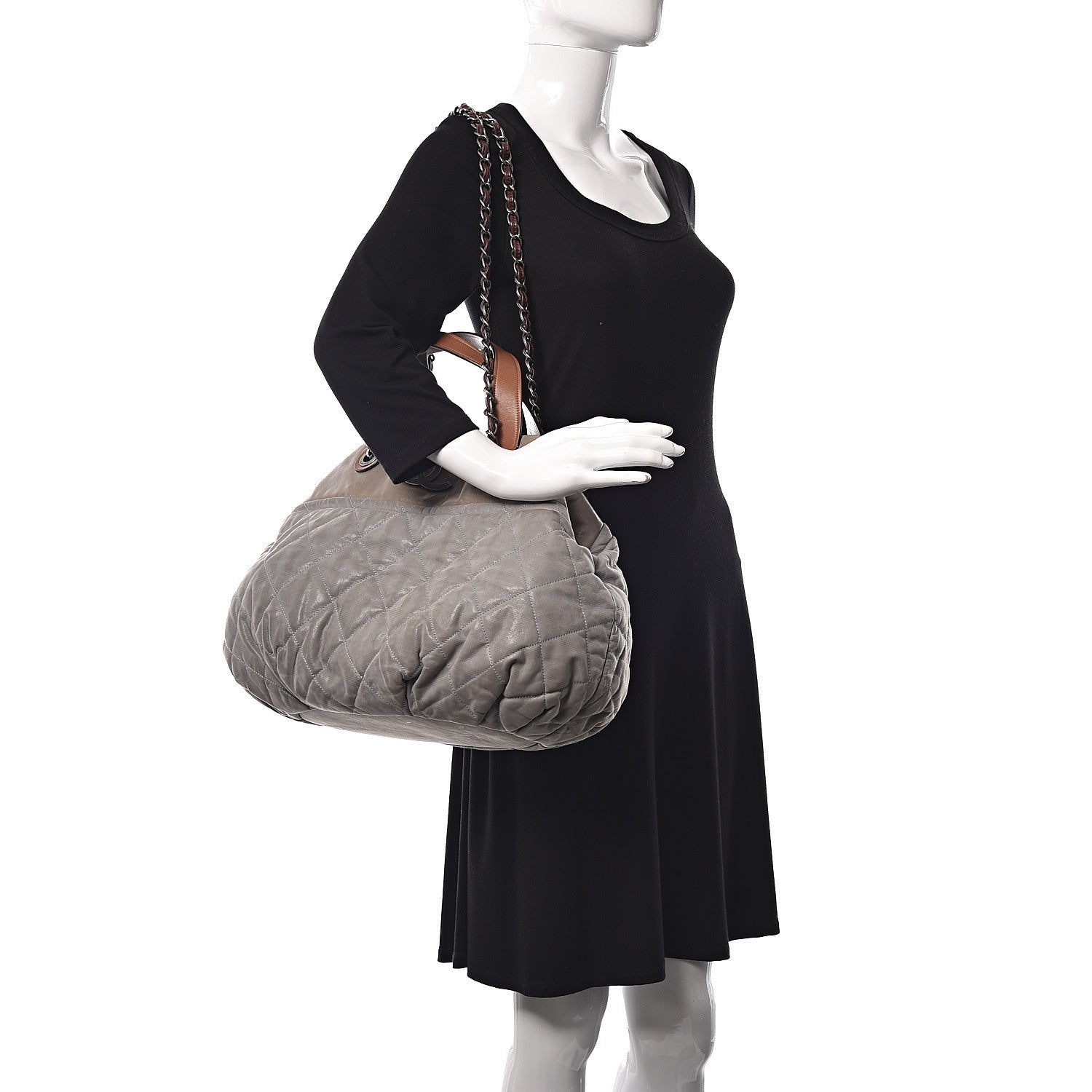 Chanel Iridescent Calfskin Quilted Large In The Mix Tote Grey 2 of 14