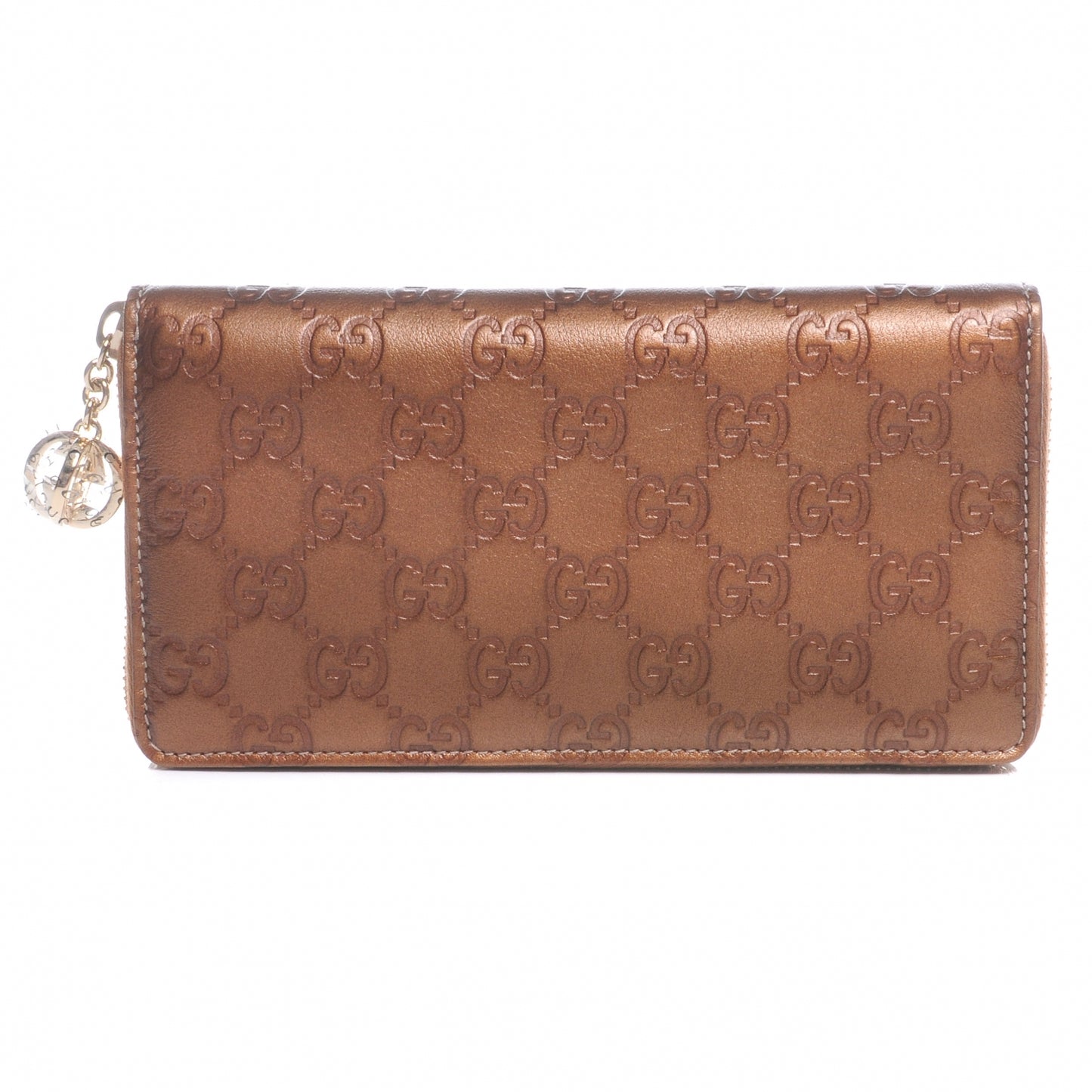 Guccissima Zip Around Wallet Metallic Bronze