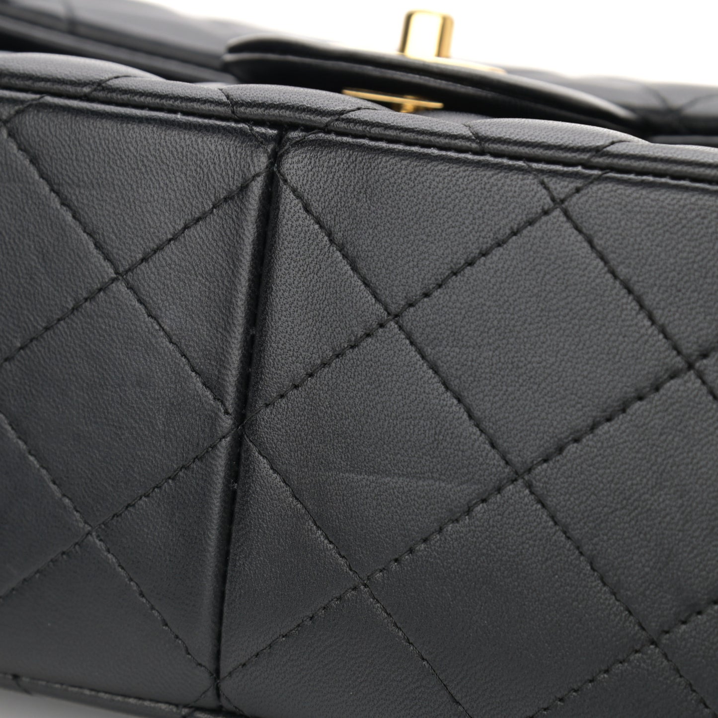 Lambskin Quilted Jumbo Double Flap Black