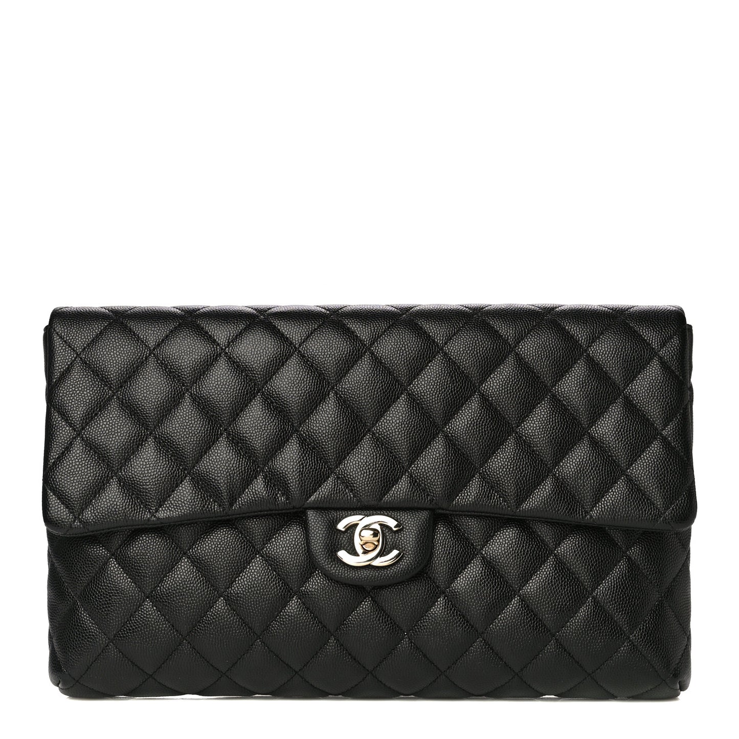 Caviar Quilted Flap Clutch Black