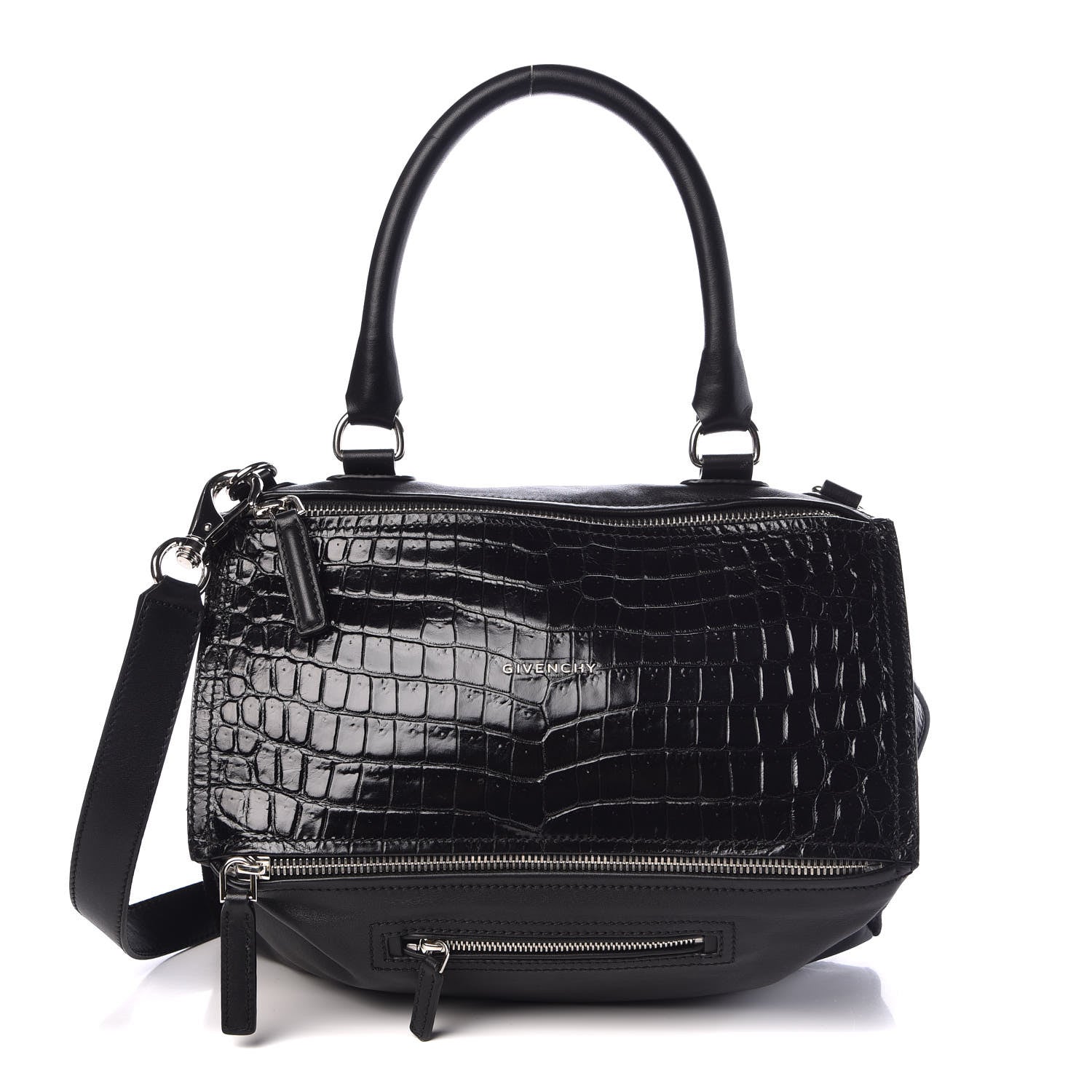Givenchy Calfskin Crocodile Embossed Medium Pandora Black 1 of 13