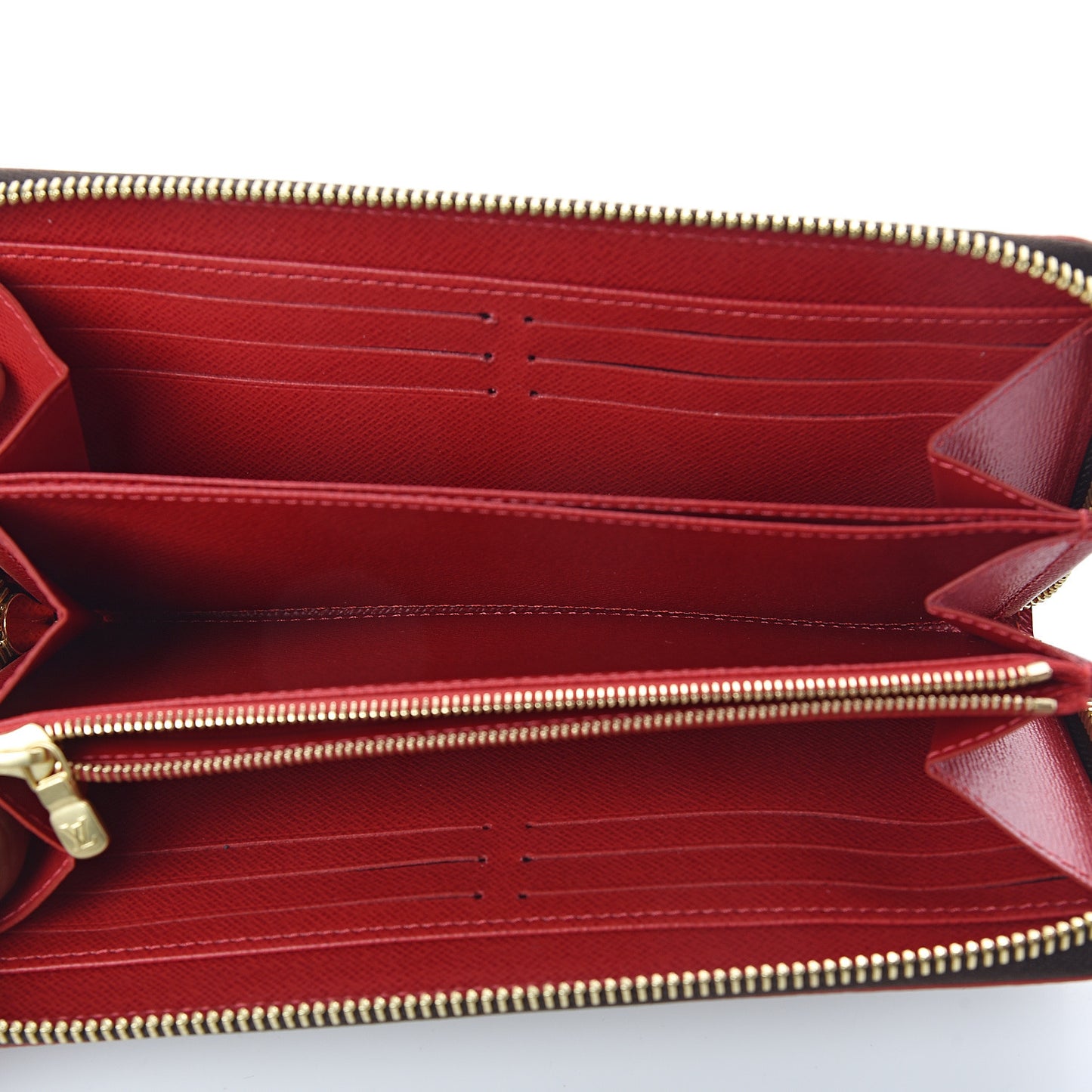 Damier Ebene Studded Zippy Wallet Cherry