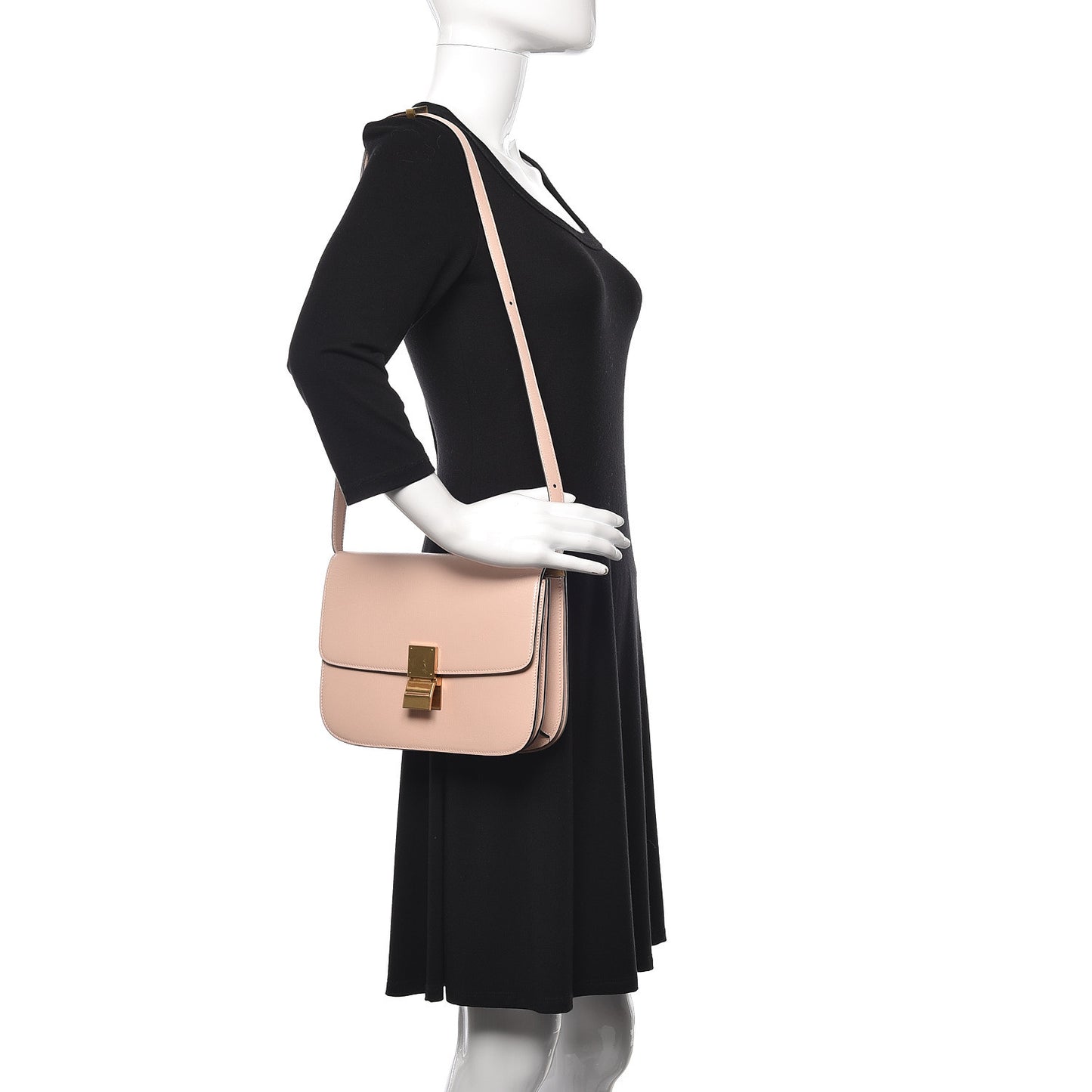 Shiny Goatskin Medium Classic Box Flap Bag Blush