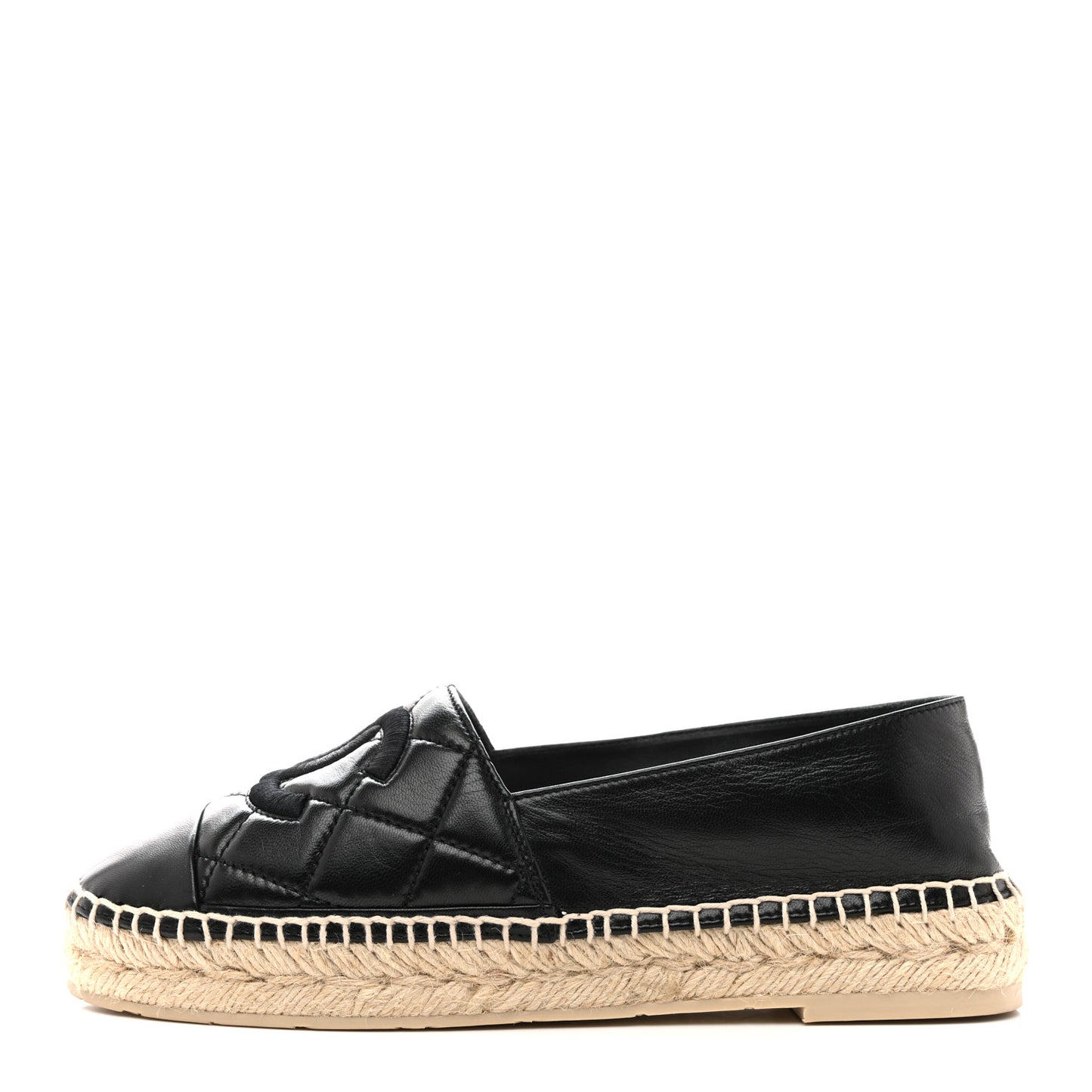 Lambskin Quilted CC Espadrilles 38 Black