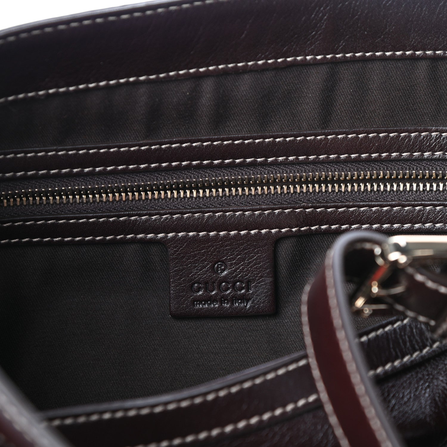 Gucci Calfskin Medium Britt Tote Dark Brown 6 of 9