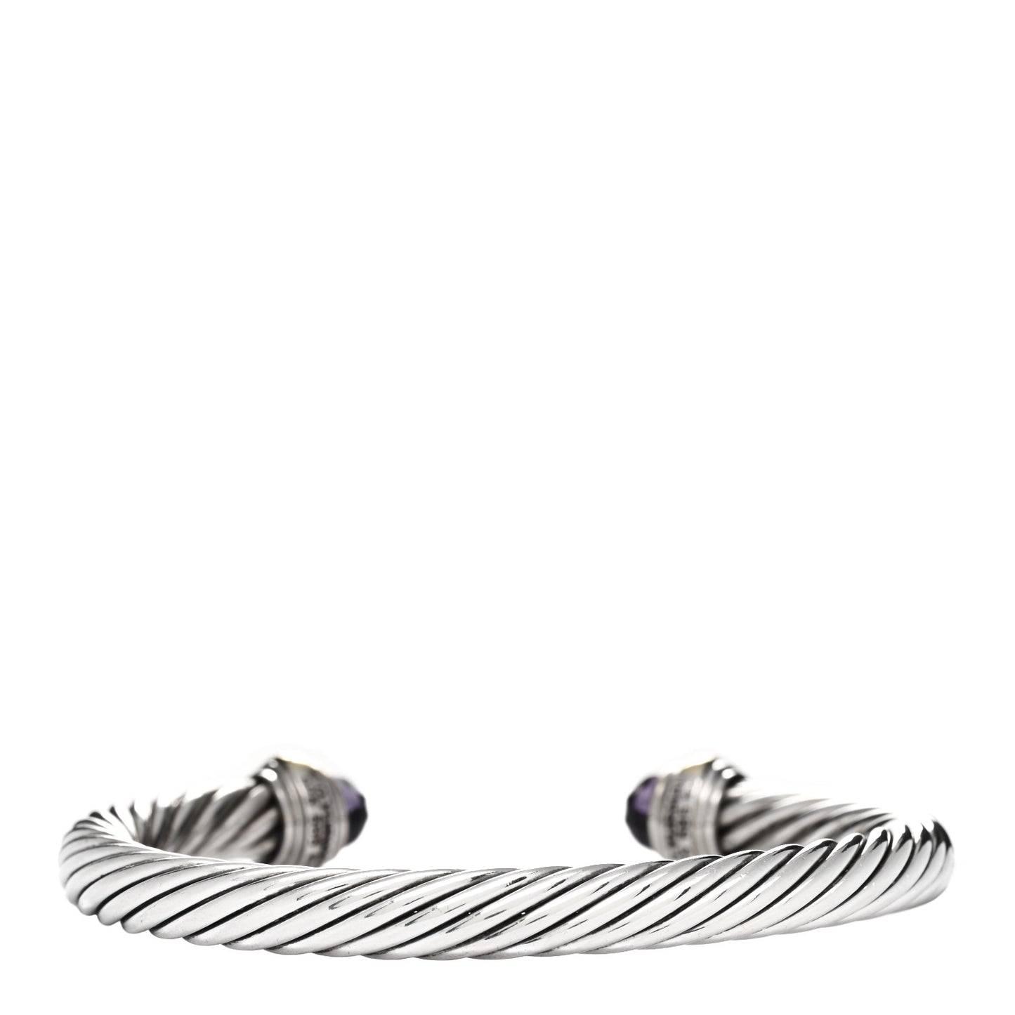 Sterling Silver 14K Yellow Gold Amethyst 7mm Cable Classics Bracelet