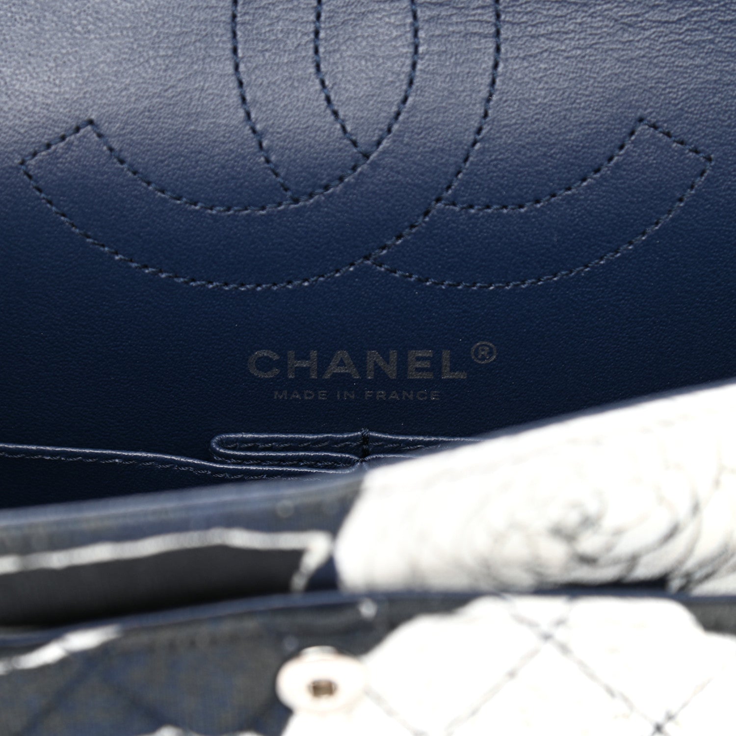 Chanel Jersey Quilted Graffiti Reissue 225 Flap Navy Blue 6 of 10