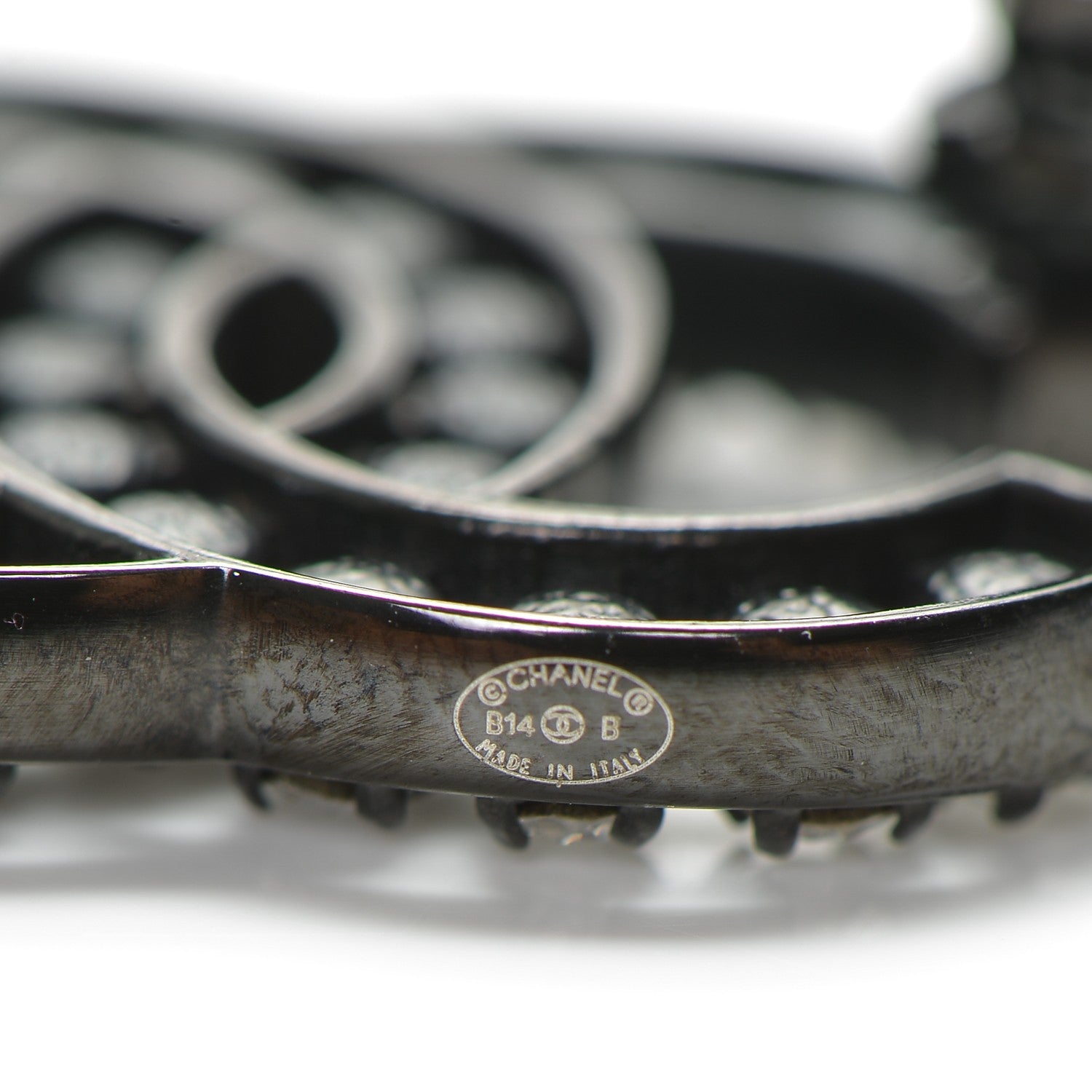 Chanel Crystal CC Mini Brooch Black 4 of 5
