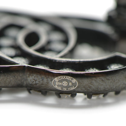 Chanel Crystal CC Mini Brooch Black 4 of 5