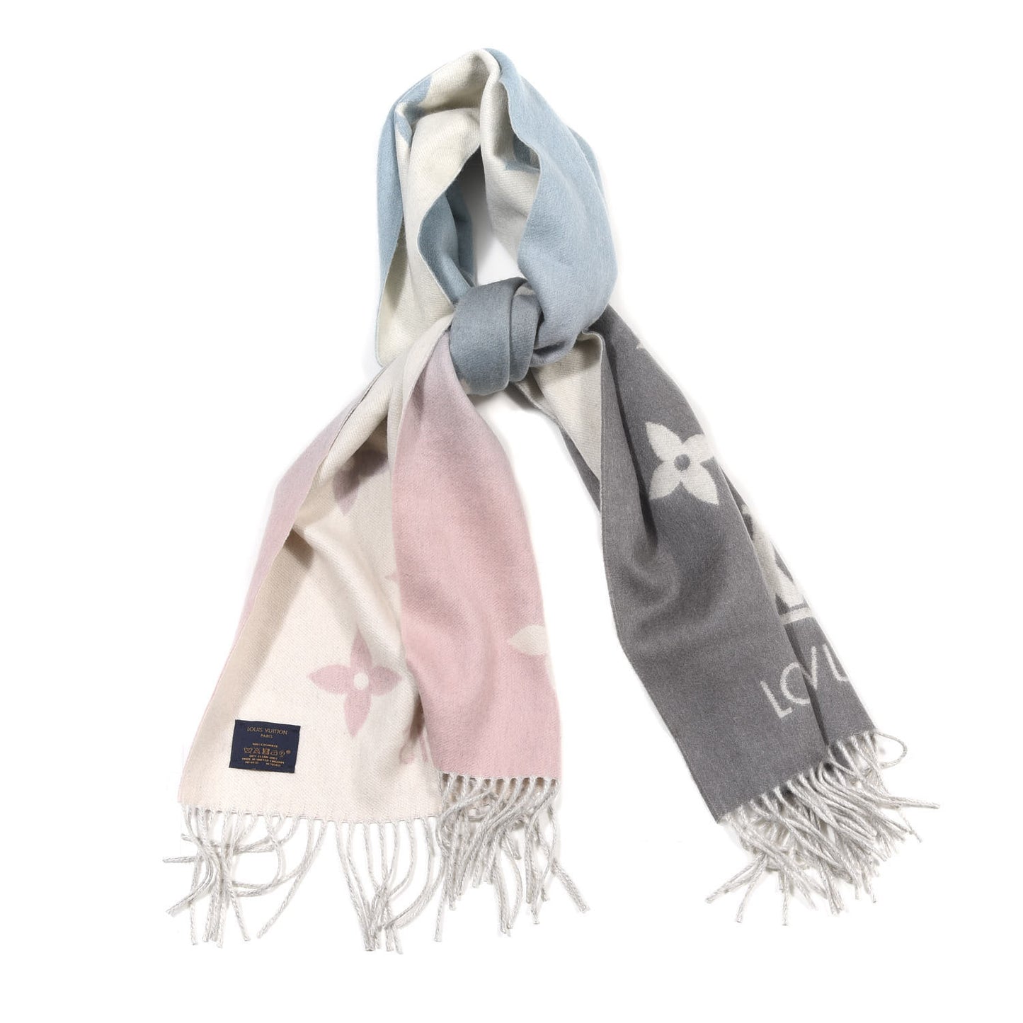 Cashmere Monogram Reykjavik Scarf Bleu Rose