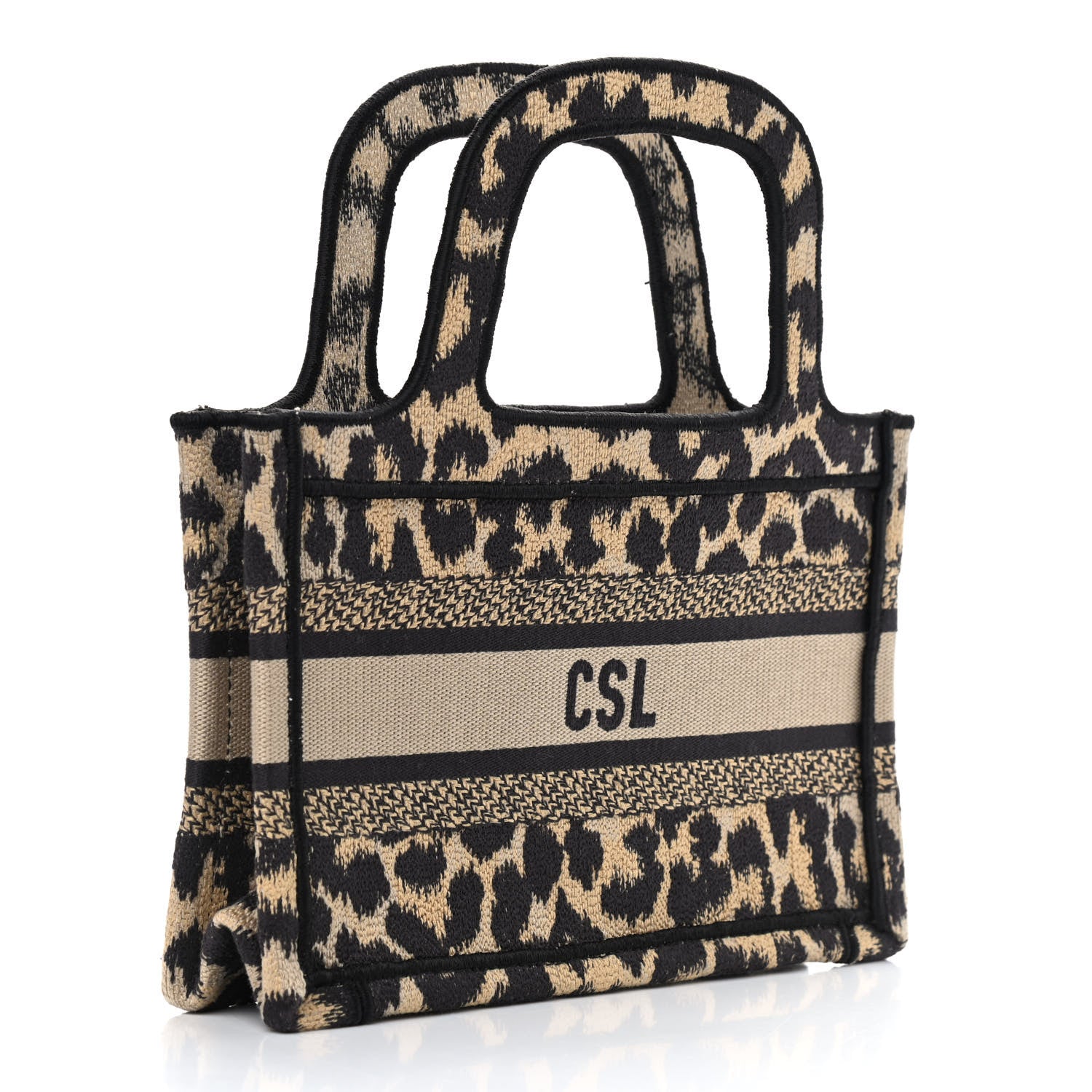 Christian Dior Canvas Mizza Embroidered Mini Leopard Book Tote Beige 3 of 9