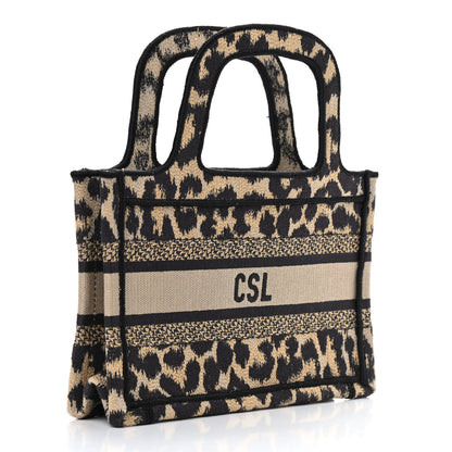 Christian Dior Canvas Mizza Embroidered Mini Leopard Book Tote Beige 3 of 9