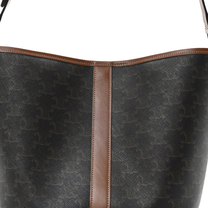 Celine Triomphe Canvas Calfskin Medium Bucket Bag Tan 8 of 10
