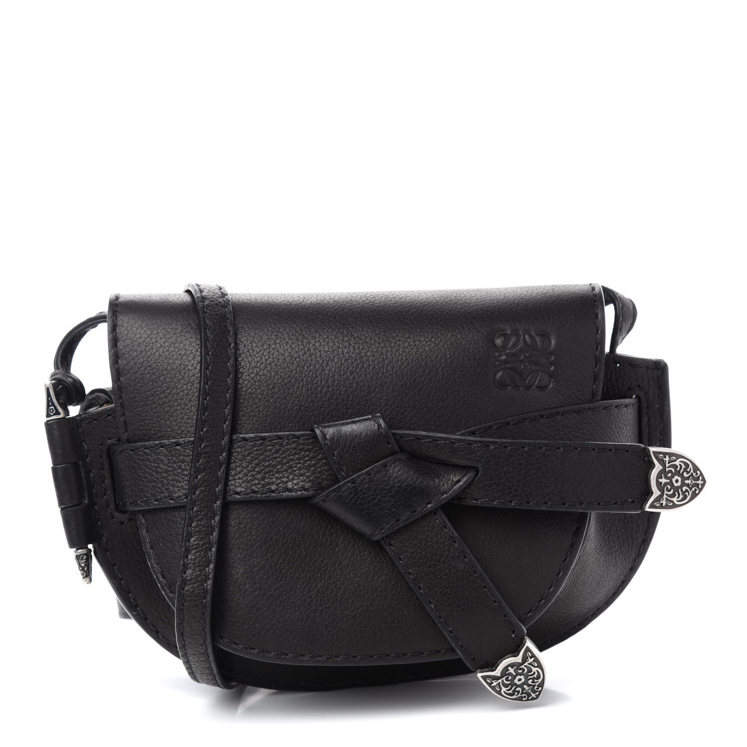 Loewe Grained Calfskin Mini Gate Western Crossbody Bag Black 1 of 10