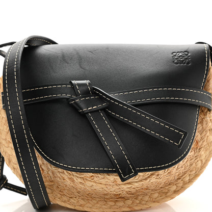 Loewe Calfskin Raffia Gate Crossbody Bag Natural Black 8 of 11