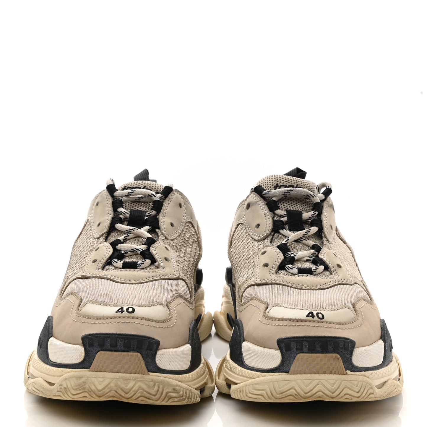Fabric Mesh Womens Triple S Sneakers 40 Beige Black
