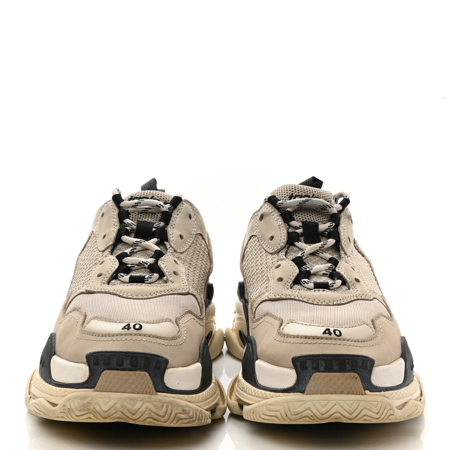 Balenciaga Fabric Mesh Womens Triple S Sneakers 40 Beige Black 2 of 10