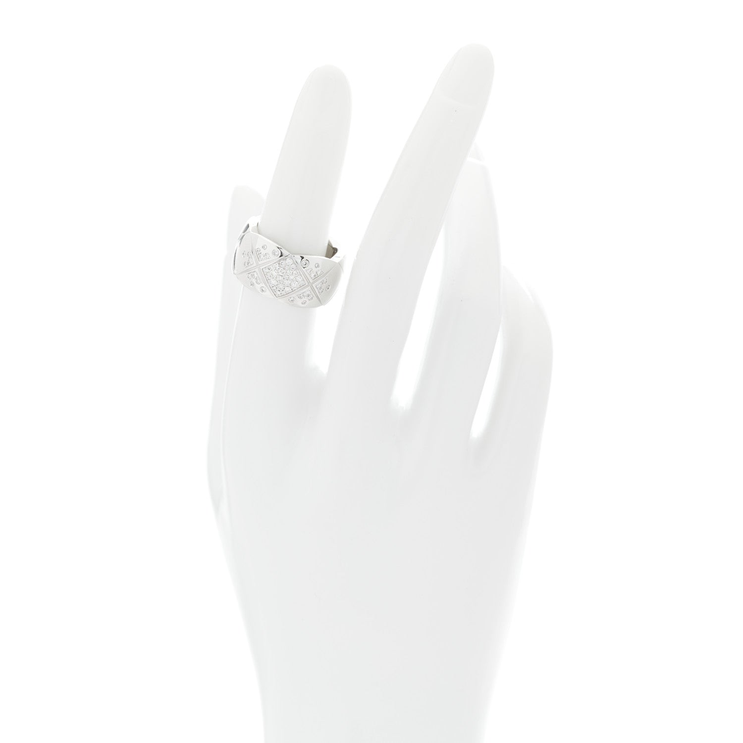 Chanel 18K White Gold Diamond Large Coco Crush Ring 52 6 2 of 7