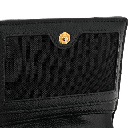Saint Laurent Grain De Poudre Matelasse Chevron Monogram Zipped Two-Part Wallet Black 14 of 15