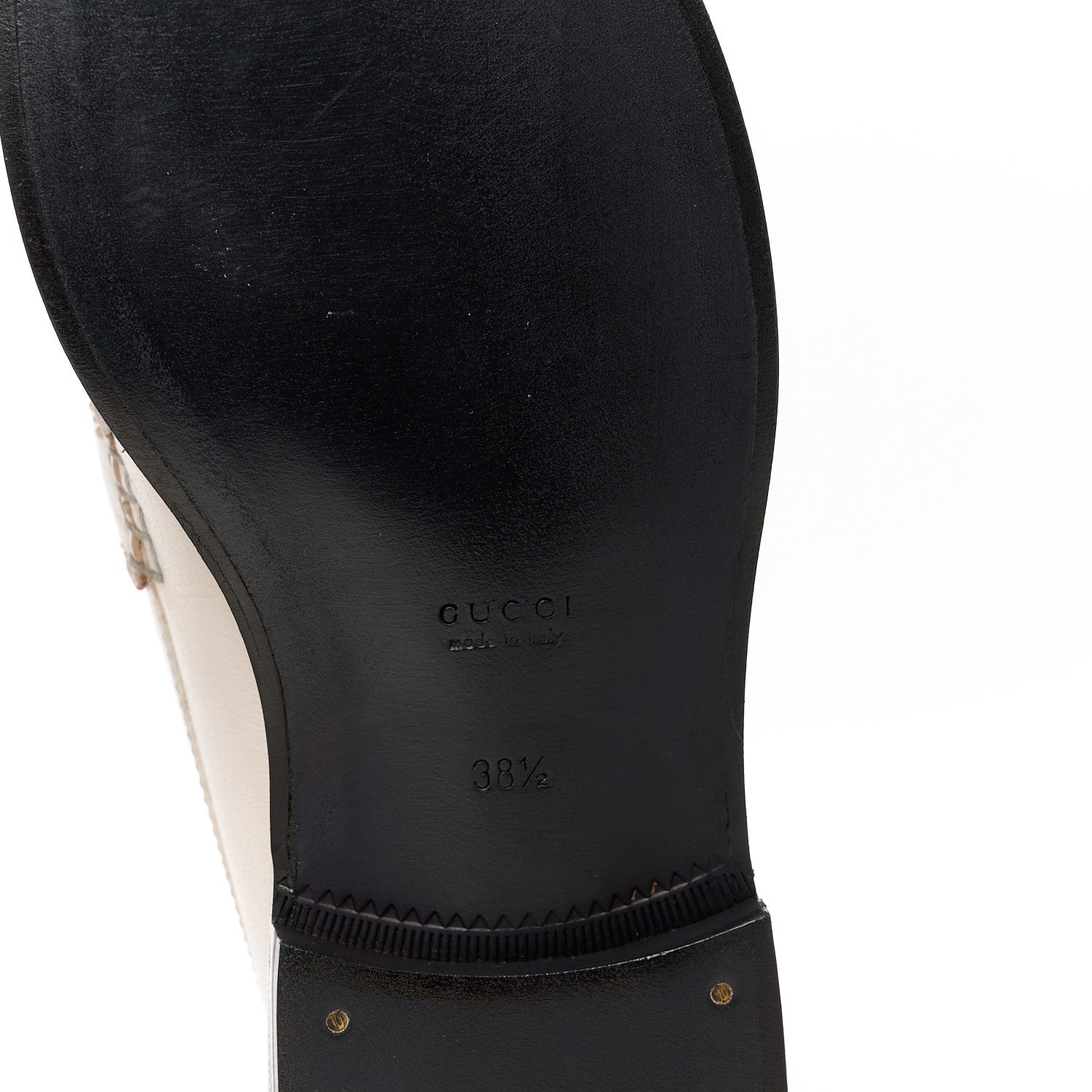 Gucci Goatskin Womens Logo 15mm Loafers 38.5 Mystic White 6 of 9