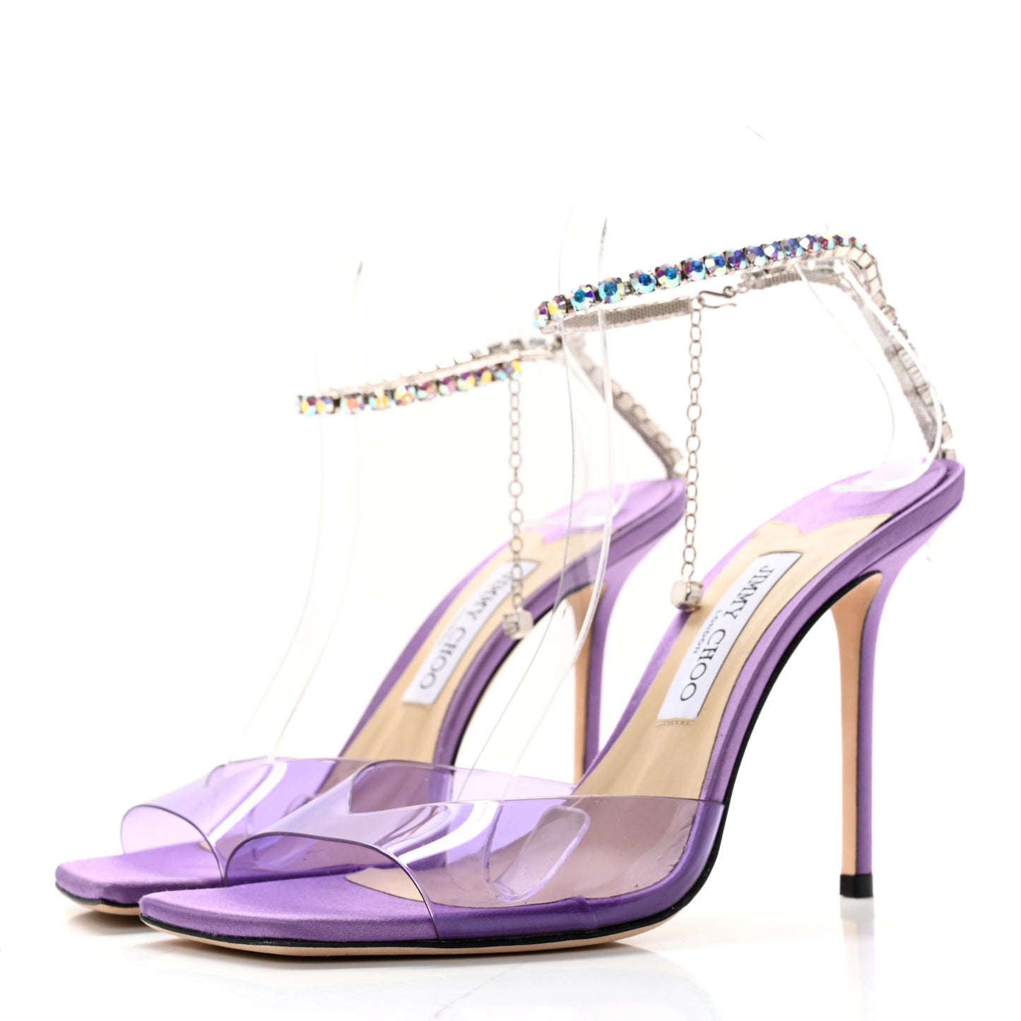Satin PVC Crystal Saeda 100 Sandals 40 Wisteria
