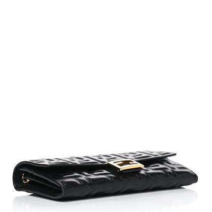Fendi Nappa Matisse FF Embossed Continental Wallet On Chain Black 3 of 12