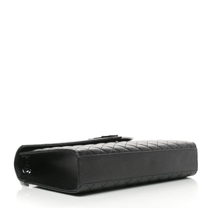 Saint Laurent Grain De Poudre Textured Mixed Matelasse Large Triquilt Monogram Monochrome Satchel Black 4 of 9