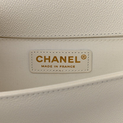 Chanel Caviar Quilted Medium Boy Flap White 5 of 11