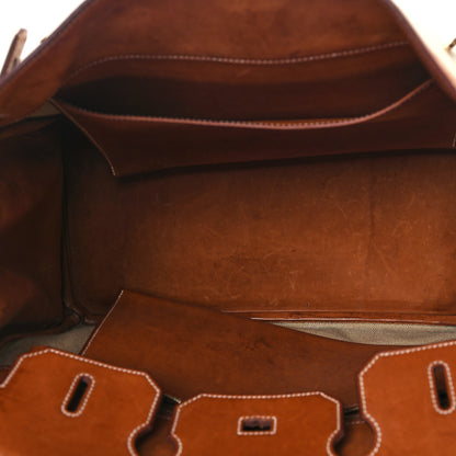 Hermes Toile Natural Barenia Flag Birkin 35 Fauve 5 of 12