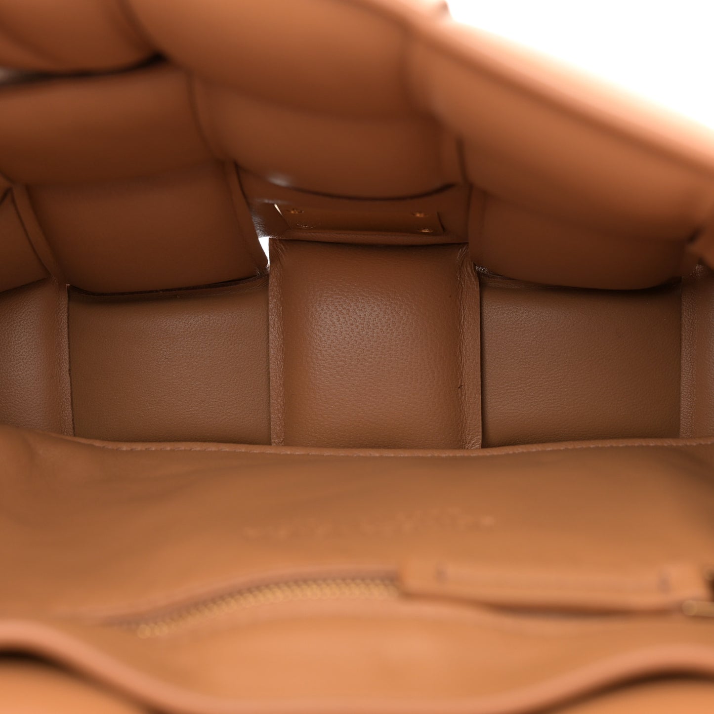 Nappa Maxi Intreccio Padded Cassette Crossbody Bag Caramel
