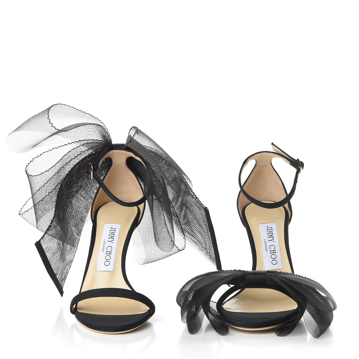 Jimmy Choo Grosgrain Aveline Bow 100 Sandals 35 Black 2 of 8