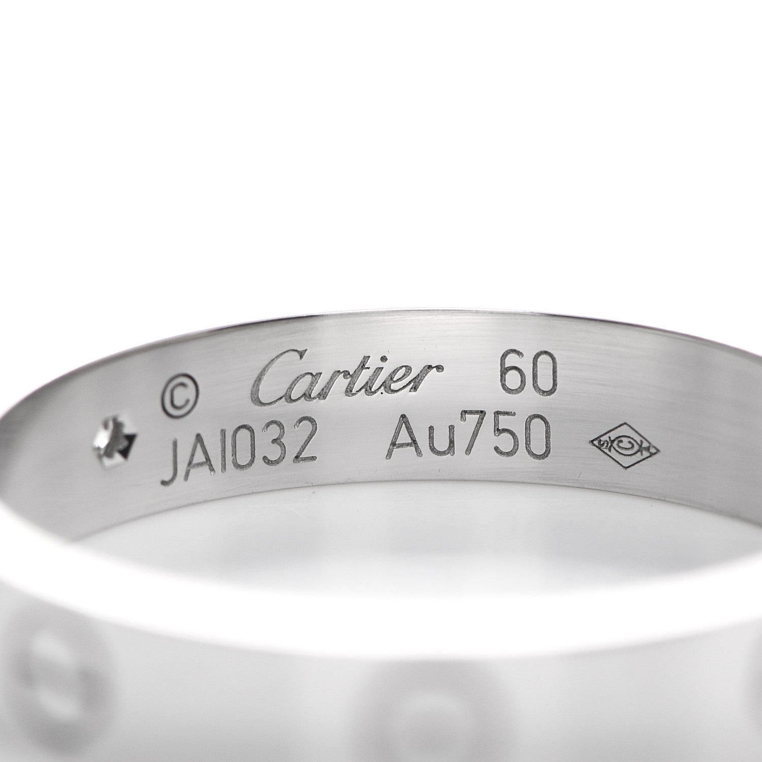 Cartier 18K White Gold Diamond 4mm LOVE Wedding Band Ring 60 9.25 4 of 4