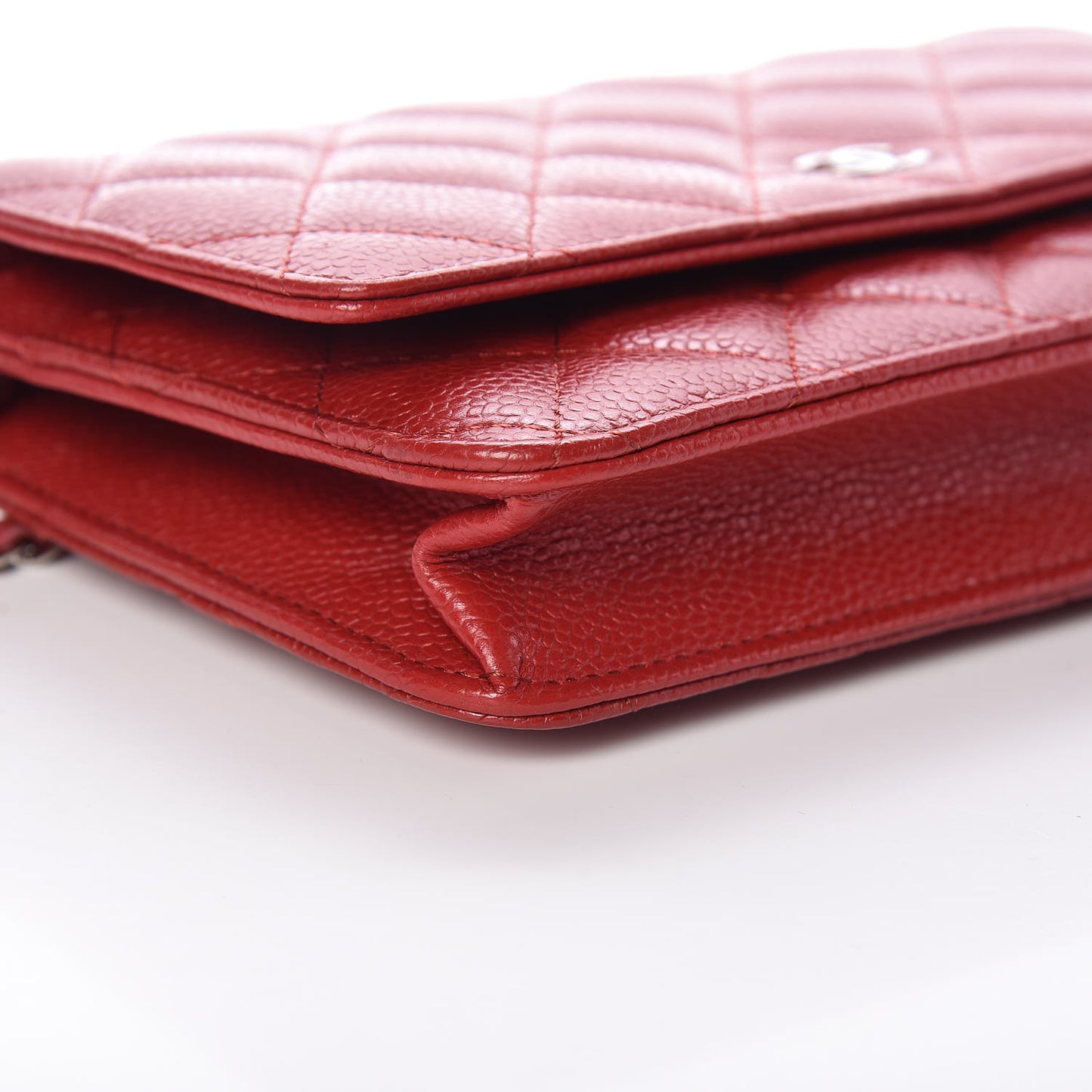 Caviar Quilted Wallet on Chain WOC Red
